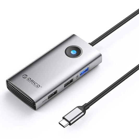 USB-C-hub Orico PW11-5P, 1 x USB-A 3.0 - 2 x USB-A - 1 x USB-C - 1 x HDMI, Grå