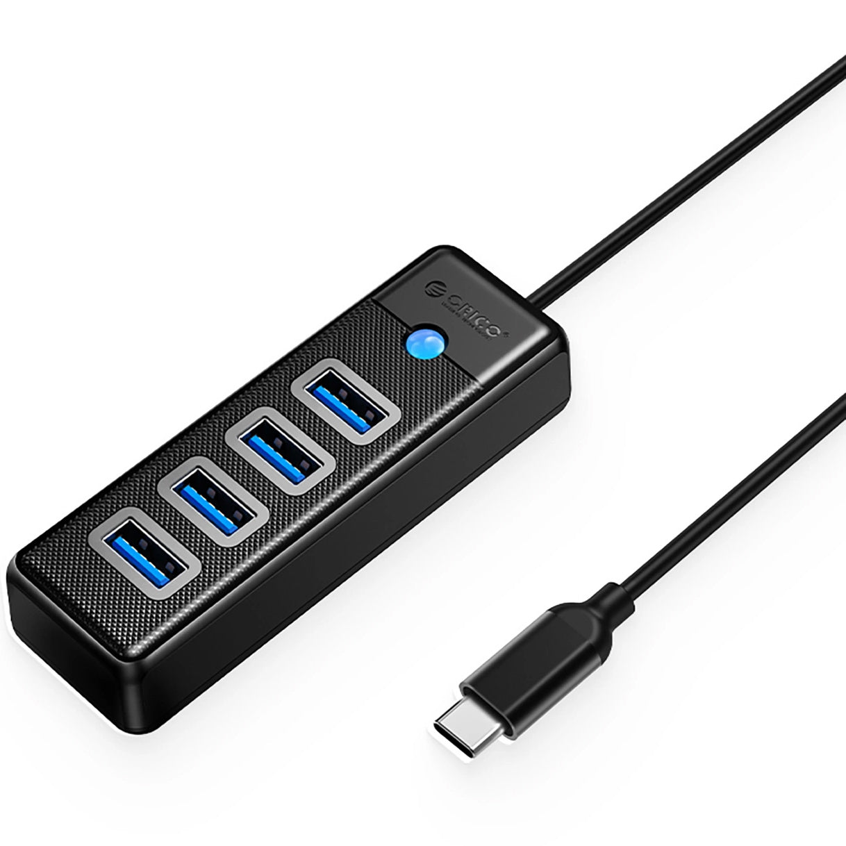 Hub USB-C Orico PW4U-C3, 4 x USB-A 3.0, Svart