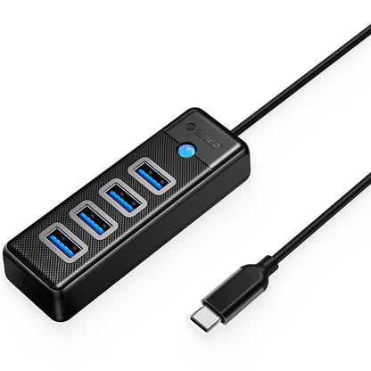 Hub USB-C Orico PW4U-C3, 4 x USB-A 3.0, Svart