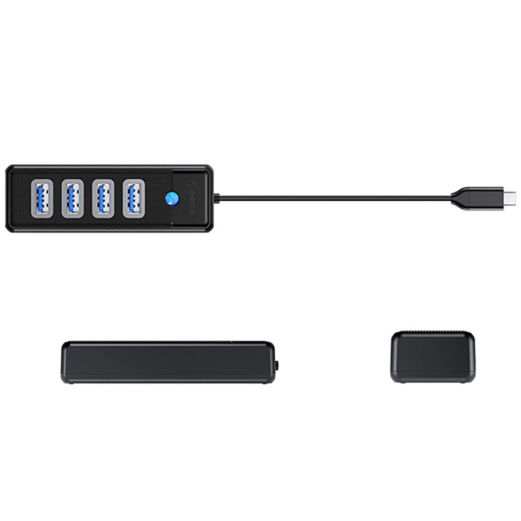 Hub USB-C Orico PW4U-C3, 4 x USB-A 3.0, Svart