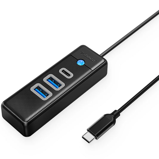 Hub USB-C Orico PWC2U-C3, 2 x USB-A 3.0 - 1 x USB-C, Svart
