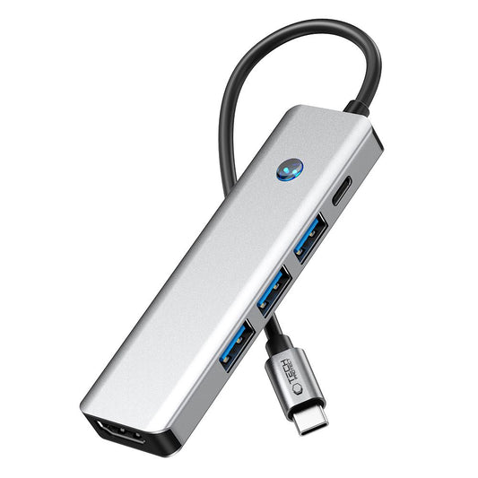 Hub USB-C Tech-Protect HB01, 1 x USB-A 3.0 - 2 x USB-A - 1 x USB-C - 1 x HDMI, Grå