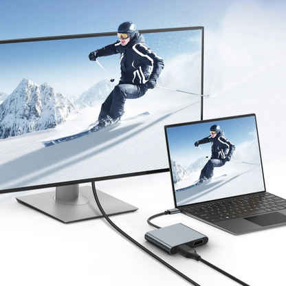Hub USB-C Tech-Protect HB08, 1 x USB-A - 1 x USB-C - 2 x HDMI, Grå
