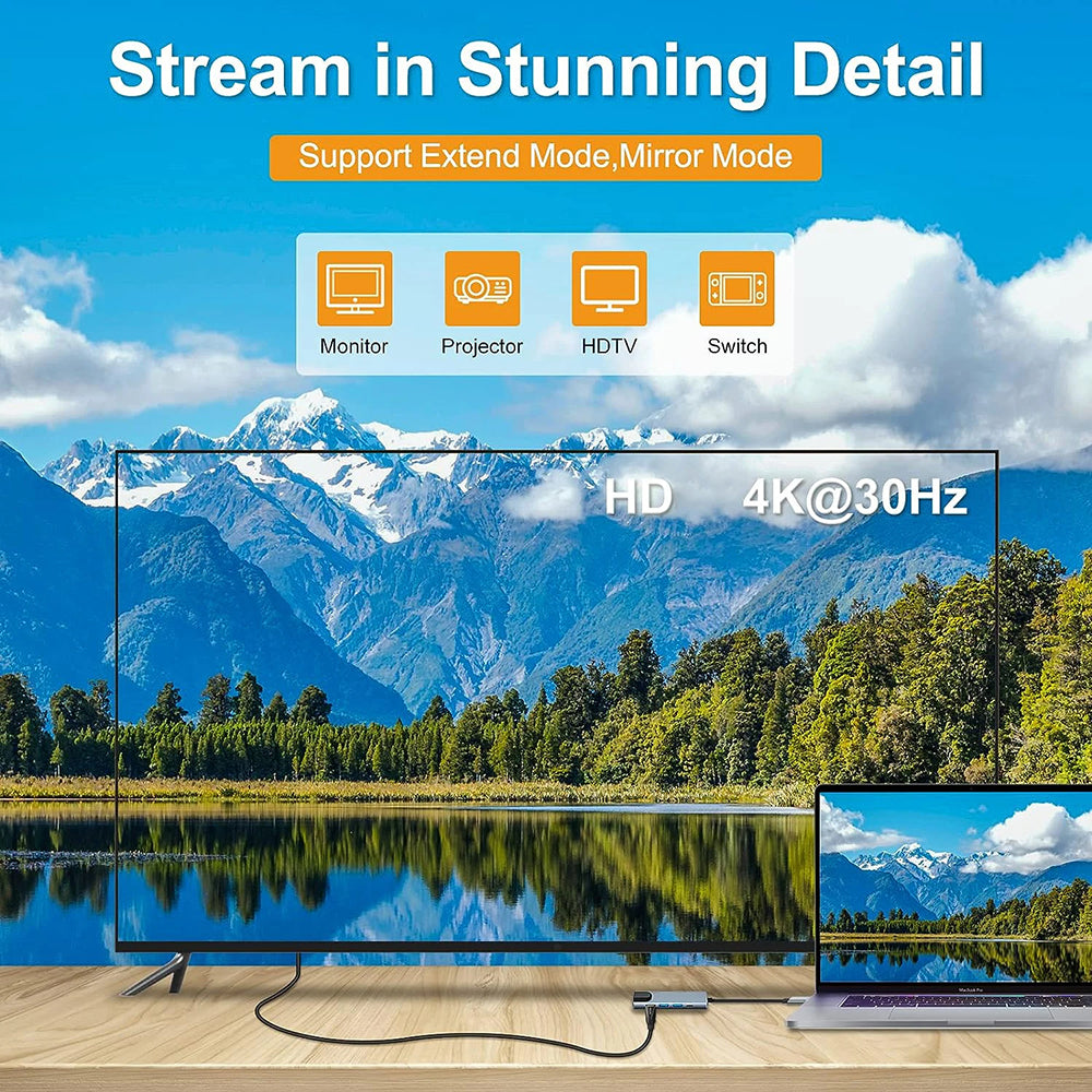 Hub USB-C Techsuit H1 NetBridge, 5in1, Grå