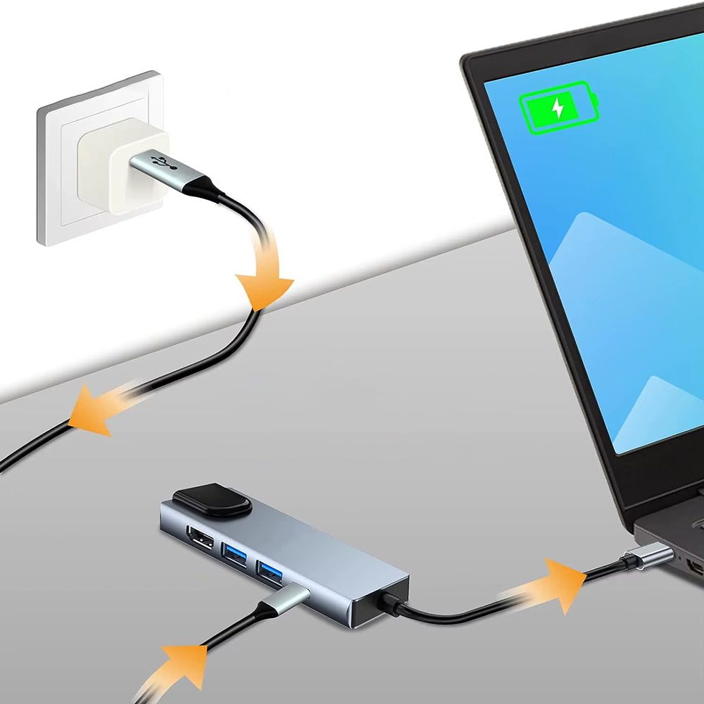 Hub USB-C Techsuit H1 NetBridge, 5in1, Grå