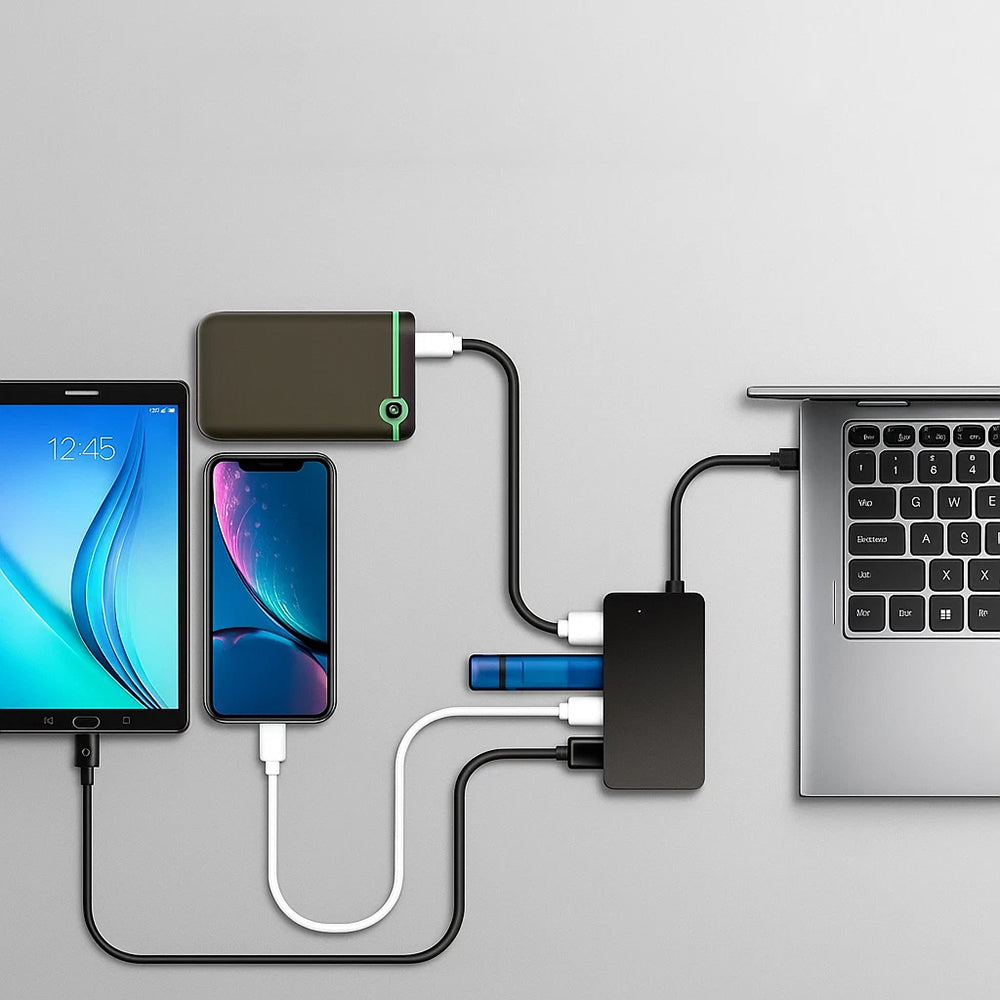 Hub USB-C Techsuit H16 QuantumNode, 4in1, Svart