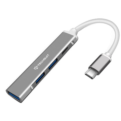 Hub USB-C Techsuit H18 PolarisBridge, 4in1, Hvit Grå