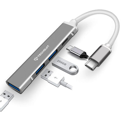 Hub USB-C Techsuit H18 PolarisBridge, 4in1, Hvit Grå
