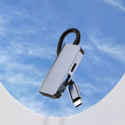 Hub USB-C Techsuit H4 TurboChargeX, 3in1, Grå