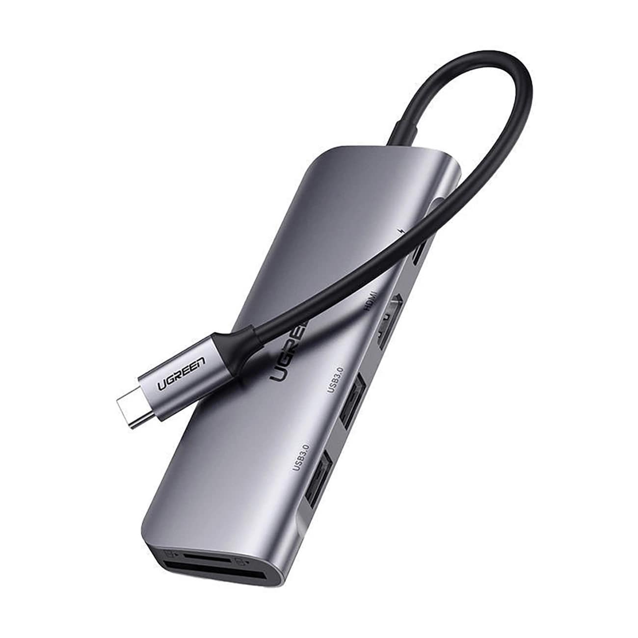Hub USB-C UGREEN CM195 (15214), 2 x USB-A 3.0 - 1 x USB-C - 1 x HDMI - 1 x SD - 1 x microSD, Grå