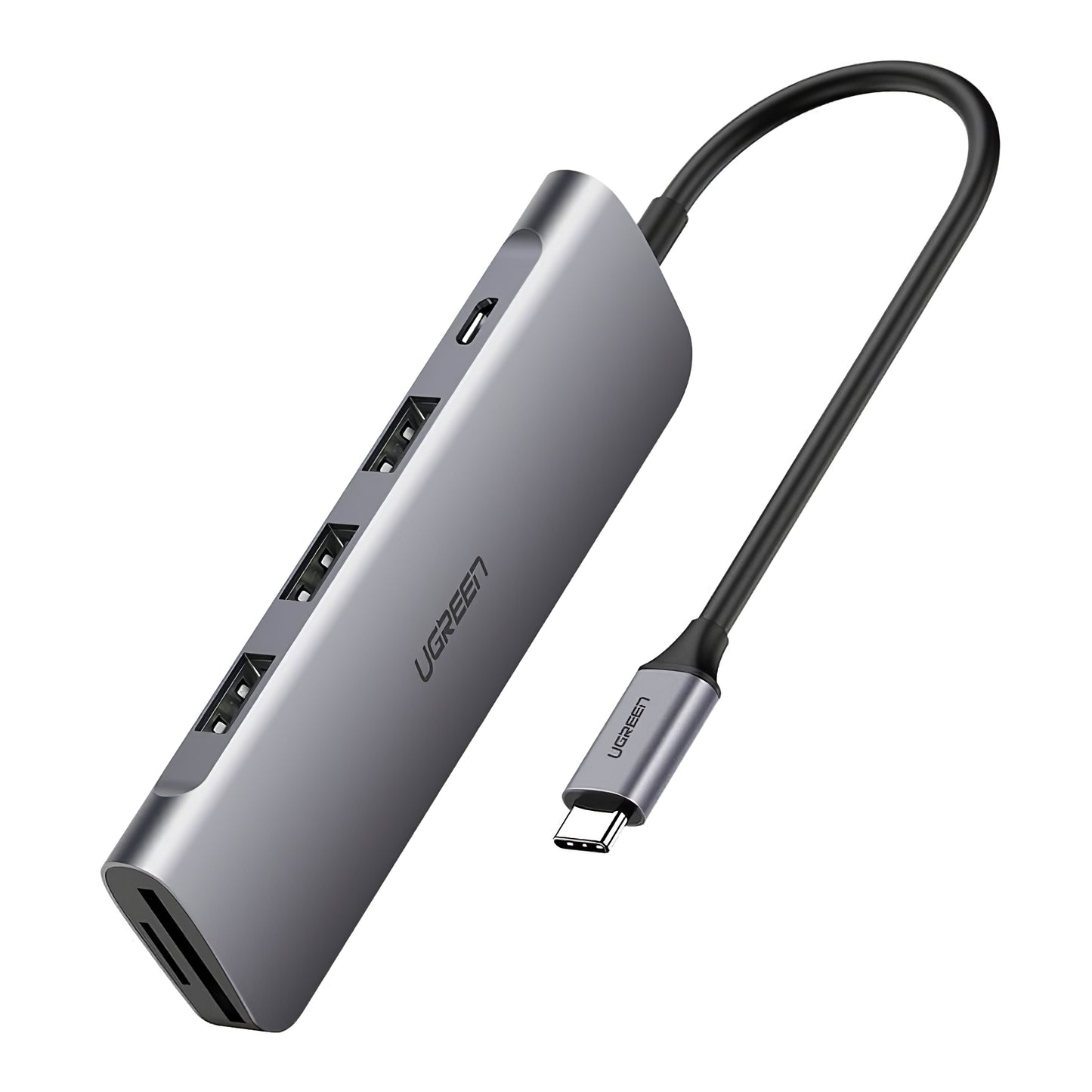 Hub USB-C UGREEN CM195, 2 x USB-A - 1 x USB-C - 1 x HDMI - 1 x SD - 1 x microSD, Grå