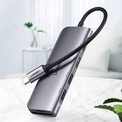 Hub USB-C UGREEN CM195 (15214), 2 x USB-A 3.0 - 1 x USB-C - 1 x HDMI - 1 x SD - 1 x microSD, Grå