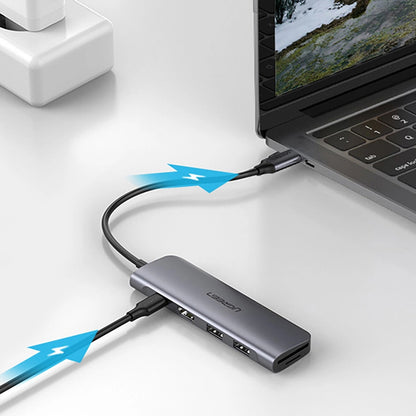 Hub USB-C UGREEN CM195 (15214), 2 x USB-A 3.0 - 1 x USB-C - 1 x HDMI - 1 x SD - 1 x microSD, Grå