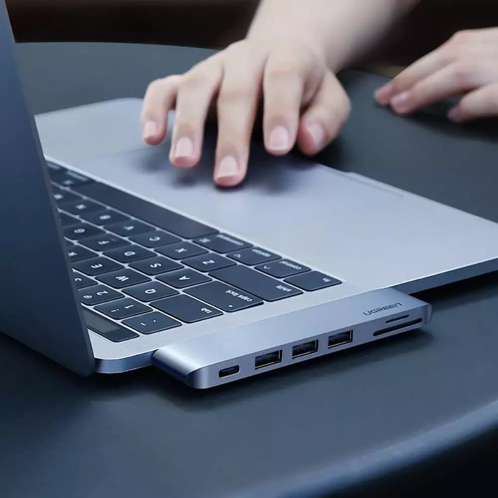 Hub USB-C UGREEN CM251 for Apple MacBook Pro / Air, 3 x USB-A 3.0 - 1 x USB-C - 1 x SD - 1 x microSD, Grå