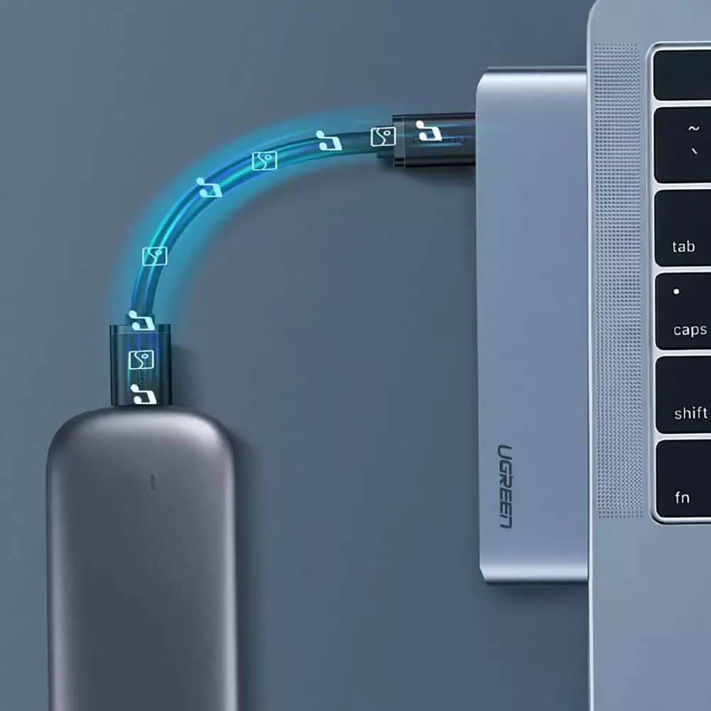 Hub USB-C UGREEN CM251 for Apple MacBook Pro / Air, 3 x USB-A 3.0 - 1 x USB-C - 1 x SD - 1 x microSD, Grå