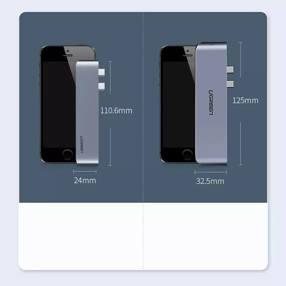 Hub USB-C UGREEN CM251 for Apple MacBook Pro / Air, 3 x USB-A 3.0 - 1 x USB-C - 1 x SD - 1 x microSD, Grå