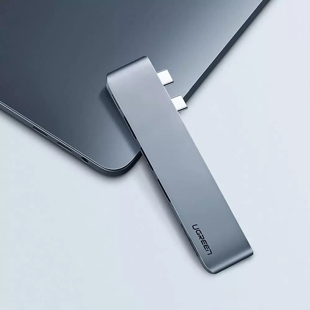 Hub USB-C UGREEN CM251 for Apple MacBook Pro / Air, 3 x USB-A 3.0 - 1 x USB-C - 1 x SD - 1 x microSD, Grå