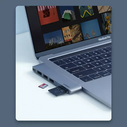 Hub USB-C UGREEN CM251 for Apple MacBook Pro / Air, 3 x USB-A 3.0 - 1 x USB-C - 1 x SD - 1 x microSD, Grå