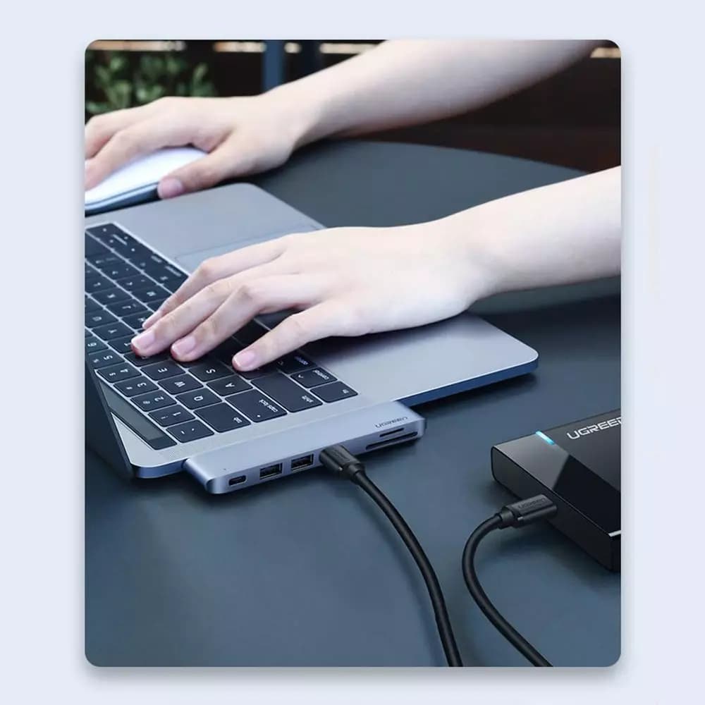 Hub USB-C UGREEN CM251 for Apple MacBook Pro / Air, 3 x USB-A 3.0 - 1 x USB-C - 1 x SD - 1 x microSD, Grå