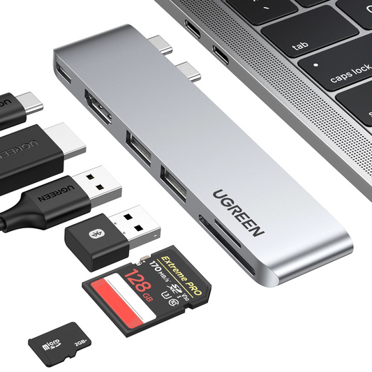 USB-C-hub UGREEN CM380 (80856) for Apple MacBook Pro / Air Series, 2 x USB-A 3.0 - 1 x USB-C - 1 x HDMI - 1 x SD - 1 x microSD