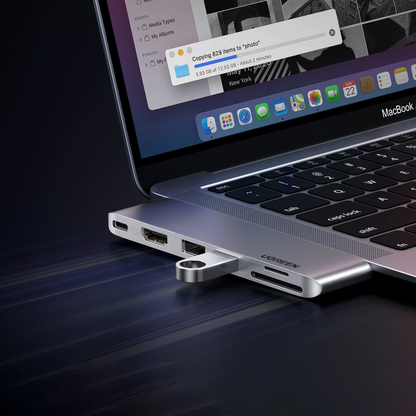USB-C-hub UGREEN CM380 (80856) for Apple MacBook Pro / Air Series, 2 x USB-A 3.0 - 1 x USB-C - 1 x HDMI - 1 x SD - 1 x microSD