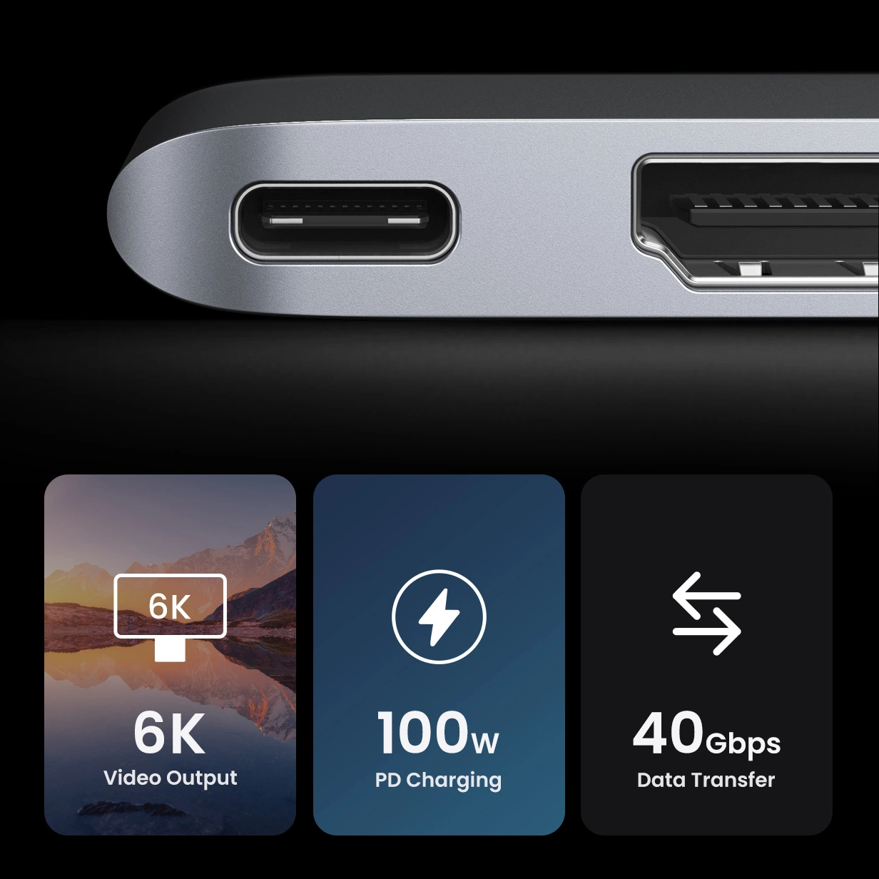 USB-C-hub UGREEN CM380 (80856) for Apple MacBook Pro / Air Series, 2 x USB-A 3.0 - 1 x USB-C - 1 x HDMI - 1 x SD - 1 x microSD