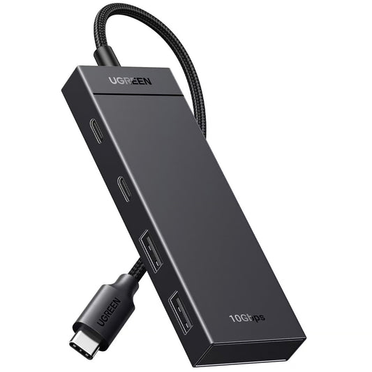 Hub USB-C UGREEN CM416, 2 x USB-A 3.1 - 2 x USB-C, 0,25 m, Svart