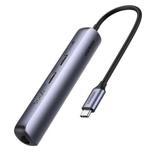 Hub USB-C UGREEN CM418 (10919), 2 x USB-A 3.0 - 1 x USB-C - 1 x HDMI - 1 x RJ45, Grå