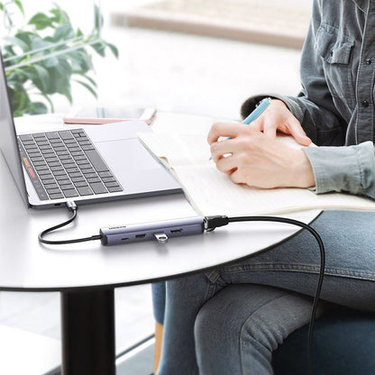 Hub USB-C UGREEN CM418 (10919), 2 x USB-A 3.0 - 1 x USB-C - 1 x HDMI - 1 x RJ45, Grå