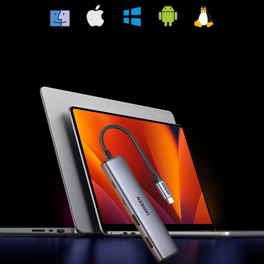 USB-C-hub UGREEN CM473, 2 x USB-A 3.0 - 2 x USB-C, 0,20 cm, Grå