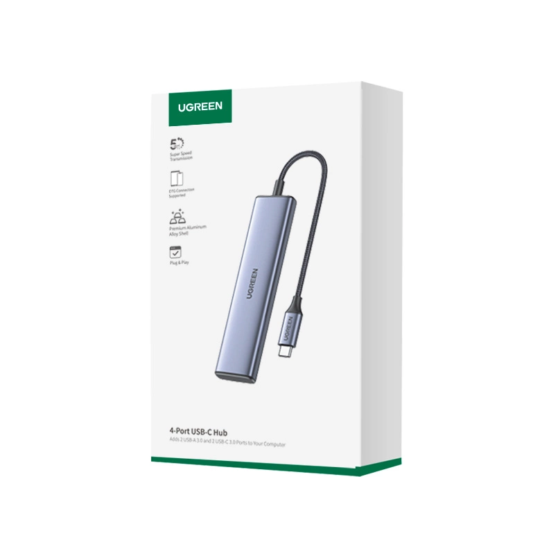 USB-C-hub UGREEN CM473, 2 x USB-A 3.0 - 2 x USB-C, 0,20 cm, Grå