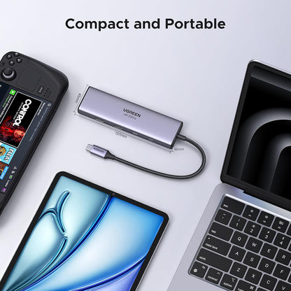 USB-C-hub UGREEN CM498 (15375), 2 x USB-A - 3 x USB-C - 1 x HDMI - 1 x RJ45 - 1 x SD - 1 x microSD, Grå
