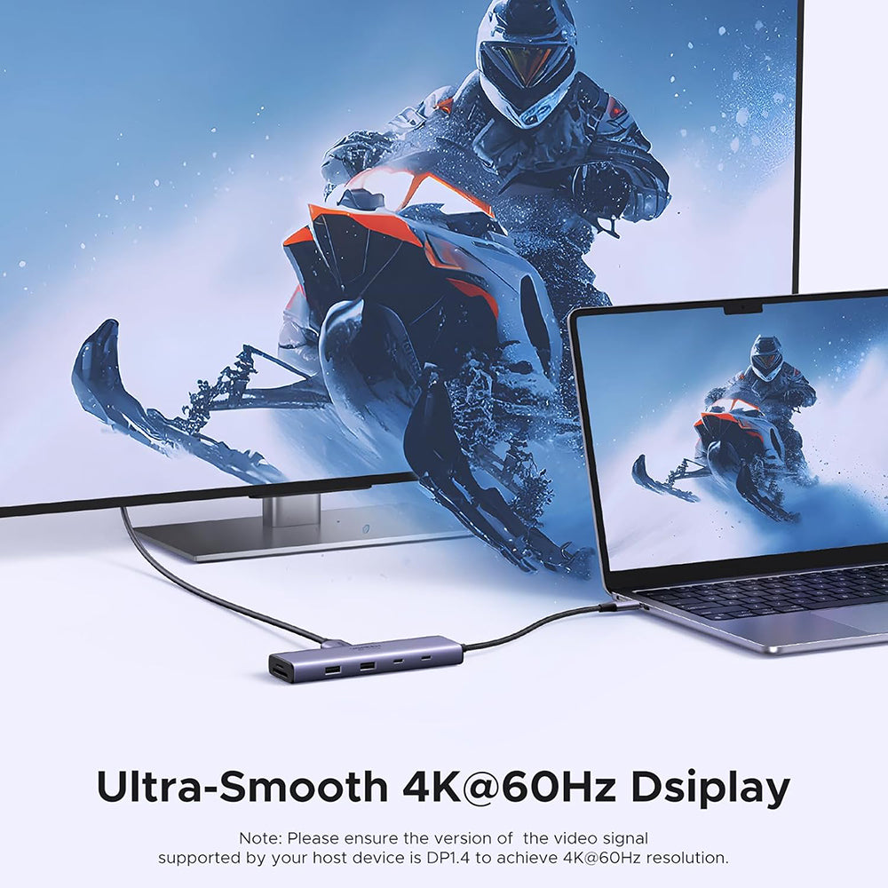 USB-C-hub UGREEN CM498 (15375), 2 x USB-A - 3 x USB-C - 1 x HDMI - 1 x RJ45 - 1 x SD - 1 x microSD, Grå