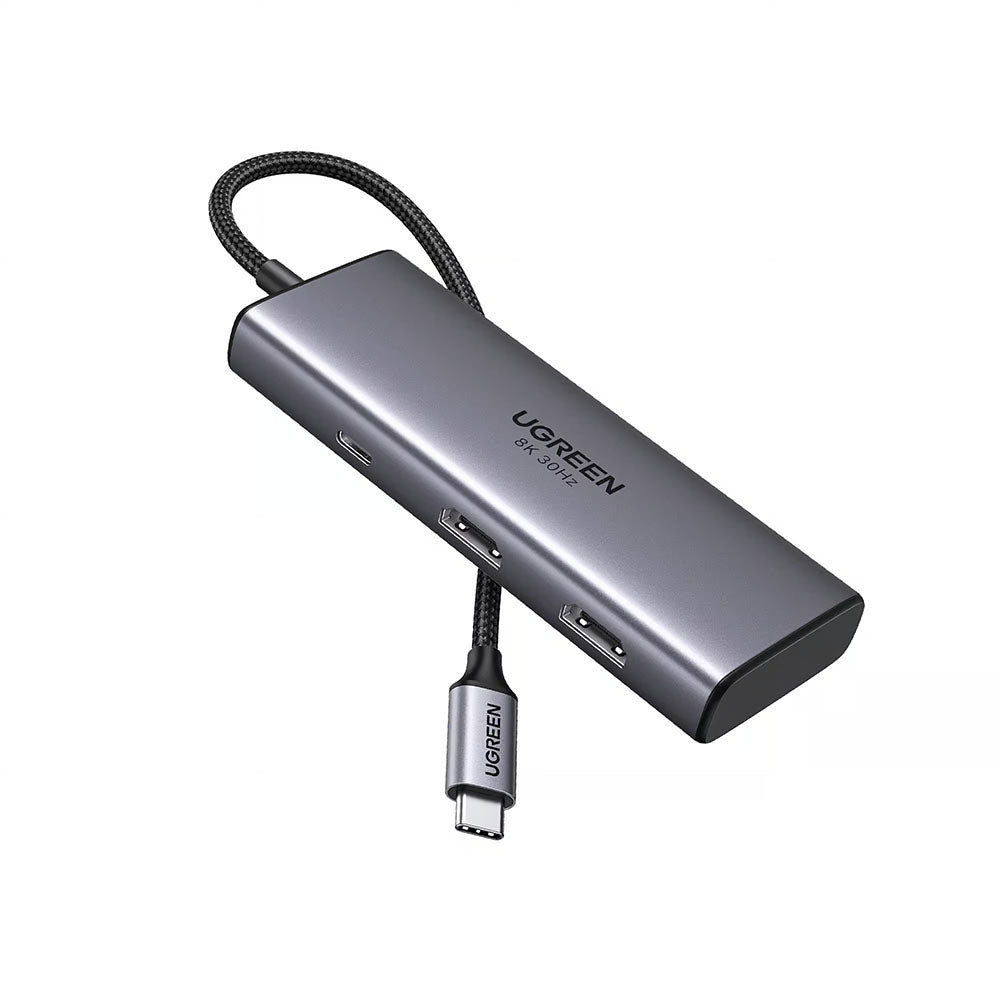 Hub USB-C UGREEN CM498 (15852), 2 x USB-A 3.0 - 2 x USB-C - 2 x HDMI, Grå