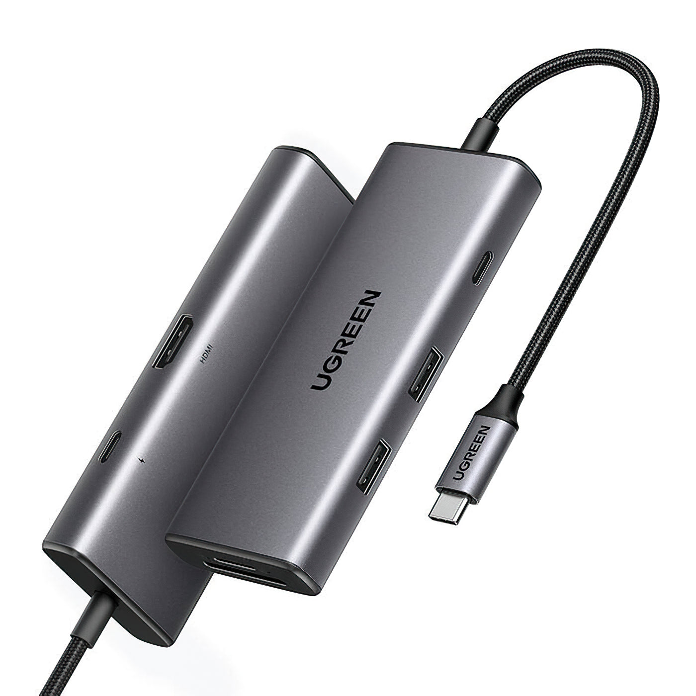 Hub USB-C UGREEN CM498 (15531), 2 x USB-A 3.2 - 2 x USB-C - 1 x HDMI - 1 x SD - 1 x microSD, Grå