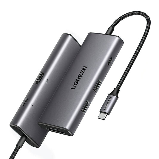 Hub USB-C UGREEN CM498 (15531), 2 x USB-A 3.2 - 2 x USB-C - 1 x HDMI - 1 x SD - 1 x microSD, Grå