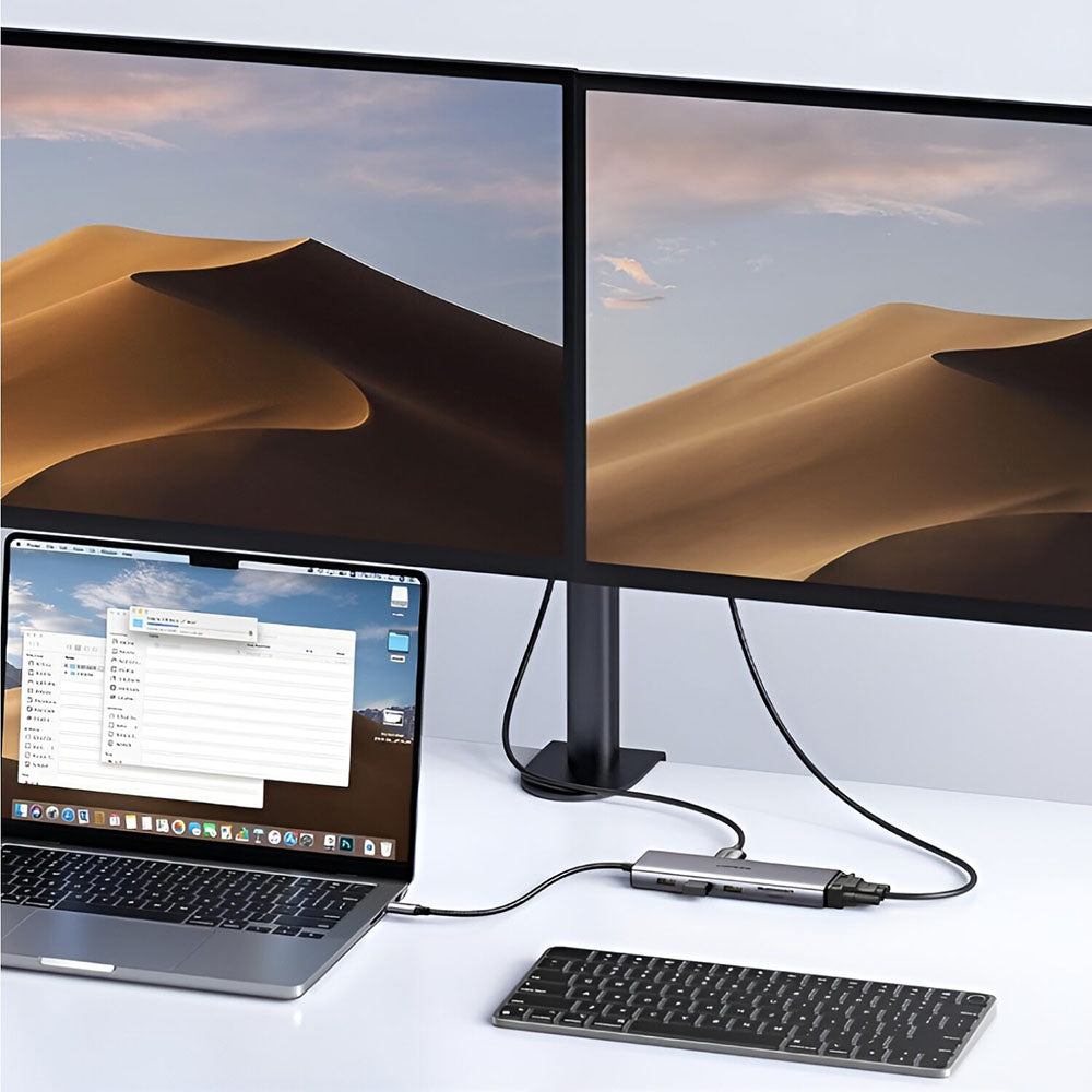 Hub USB-C UGREEN CM498 (15600), 3 x USB-A 3.0 - 1 x USB-C - 1 x HDMI - 1 x VGA - 1 x RJ45 - 1 x SD - 1 x microSD, Grå