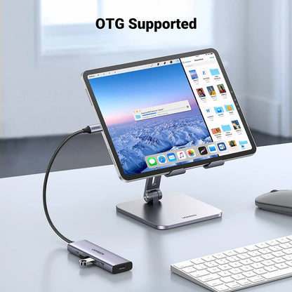 Hub USB-C UGREEN CM511 (15596), 3 x USB-A 3.0 - 1 x USB-C - 1 x HDMI, Grå