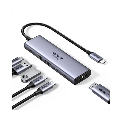 Hub USB-C UGREEN CM511 (35999), 2 x USB-A 3.2 - 3 x USB-C - 1 x HDMI, Grå
