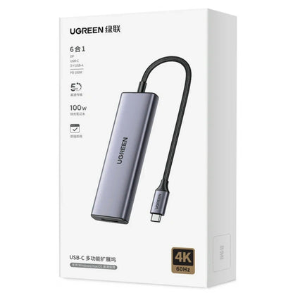 Hub USB-C UGREEN CM511 (75642), 6in1, Grå