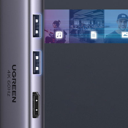Hub USB-C UGREEN CM511 (60384), 2 x USB-A 3.0 - 1 x USB-C - 1 x HDMI - 1 x SD - 1 x microSD, Grå