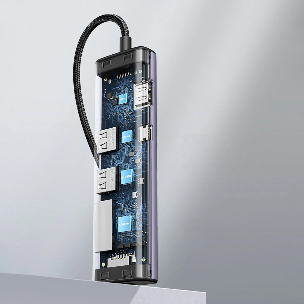 Hub USB-C UGREEN CM512, 2 x USB-A 3.0 - 1 x USB-C - 1 x HDMI - 1 x SD - 1 x microSD - RJ45, Grå