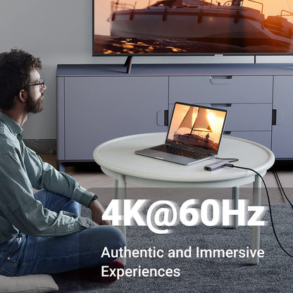 Hub USB-C UGREEN CM512 (60515), 2 x USB-A 3.0 - 1 x USB-C - 1 x HDMI - 1 x SD - 1 x microSD - 1 x RJ45, Grå