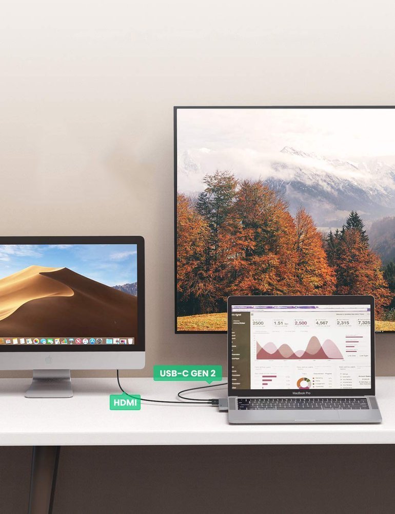 UGREEN USB-C-hub for Apple MacBook Pro / Air-serien, 3 x USB-A 3.0 - 1 x USB-C - 1 x HDMI, Grå