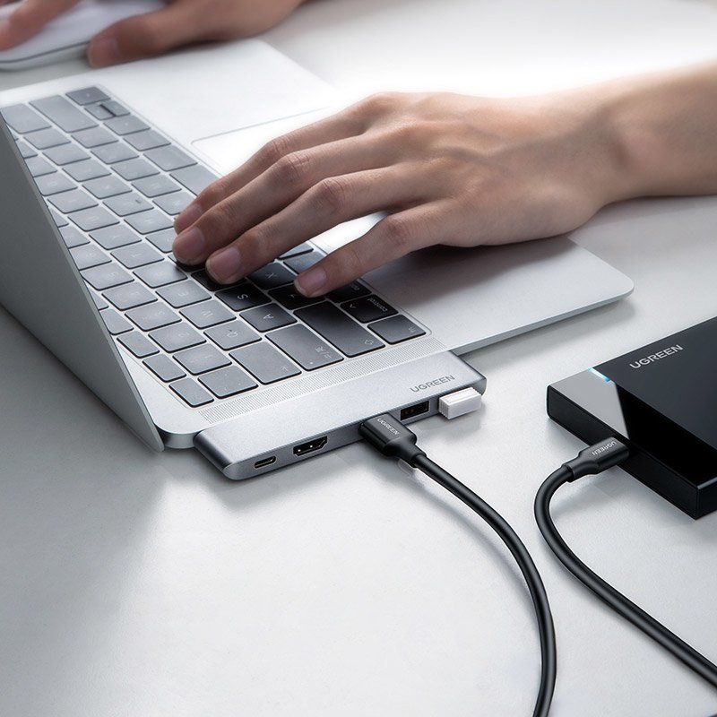 UGREEN USB-C-hub for Apple MacBook Pro / Air-serien, 3 x USB-A 3.0 - 1 x USB-C - 1 x HDMI, Grå