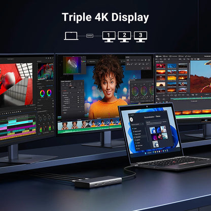 Hub USB-C UGREEN Revodok 308 CM639, 2 x USB-A 3.2 - 3 x USB-C - 1 x Display Port - 2 x HDMI, Grå