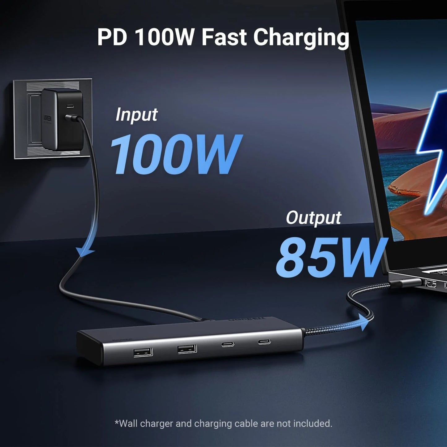 Hub USB-C UGREEN Revodok 308 CM639, 2 x USB-A 3.2 - 3 x USB-C - 1 x Display Port - 2 x HDMI, Grå