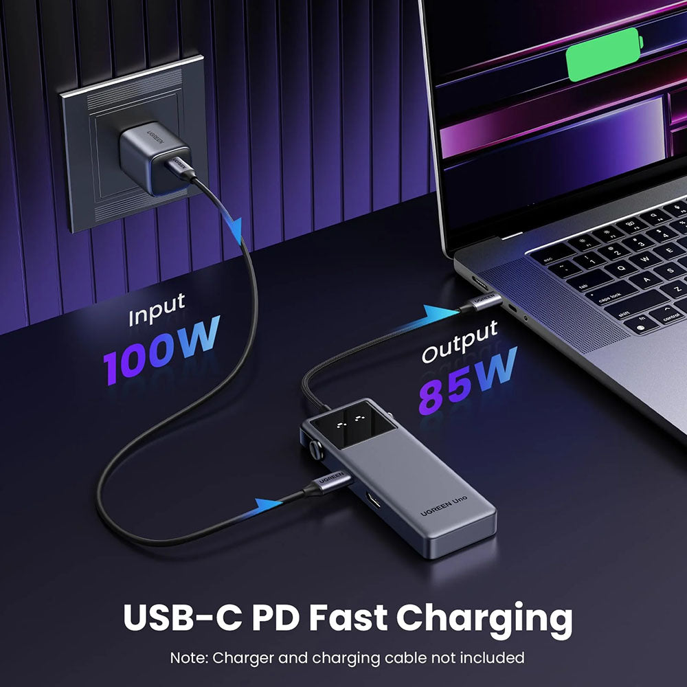 USB-C Hub UGREEN Uno (75177), 2 x USB-A 3.2 - 3 x USB-C - 1 x HDMI, Grå