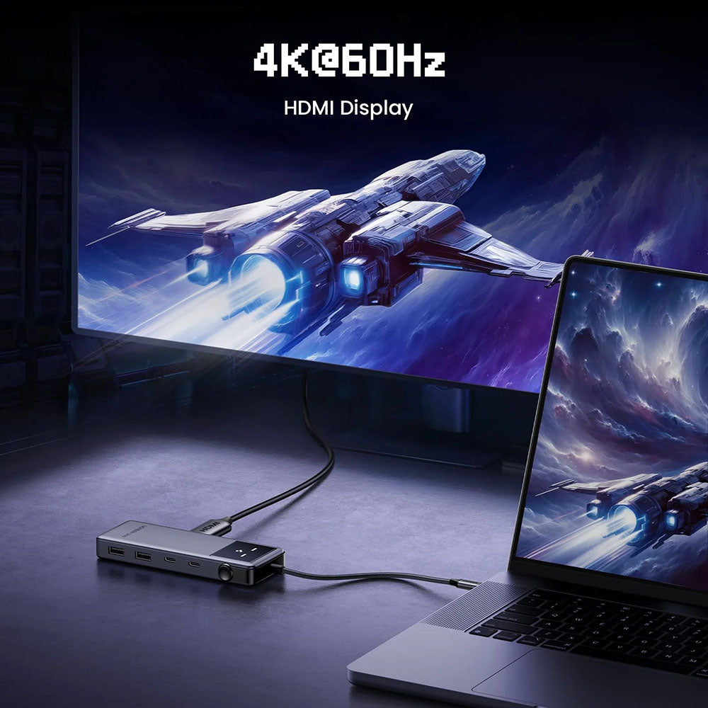 USB-C Hub UGREEN Uno (75177), 2 x USB-A 3.2 - 3 x USB-C - 1 x HDMI, Grå
