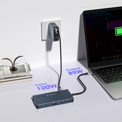 Hub USB-C WZK WDS03Y5S, 1 x USB-A 3.1 - 2 x USB-A - 5 x USB-C - 2 x HDMI - 1 x Jack 3.5mm - 1 x RJ45 - 1 x SD - 1 x microSD, Grå
